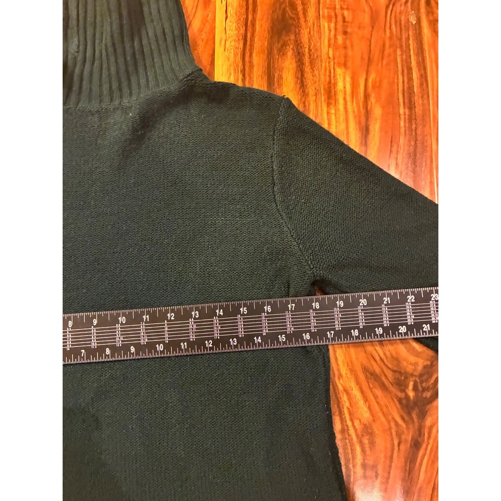 Croft & Barrow Womens Medium Green Cable Knit Turtleneck Sweater Pullover Long - Picture 4 of 6